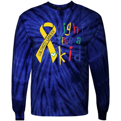 Fight Like Gold Ribbon Childhood Cancer Awareness Tie-Dye Long Sleeve Shirt