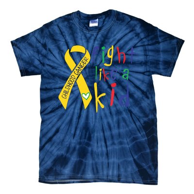 Fight Like Gold Ribbon Childhood Cancer Awareness Tie-Dye T-Shirt