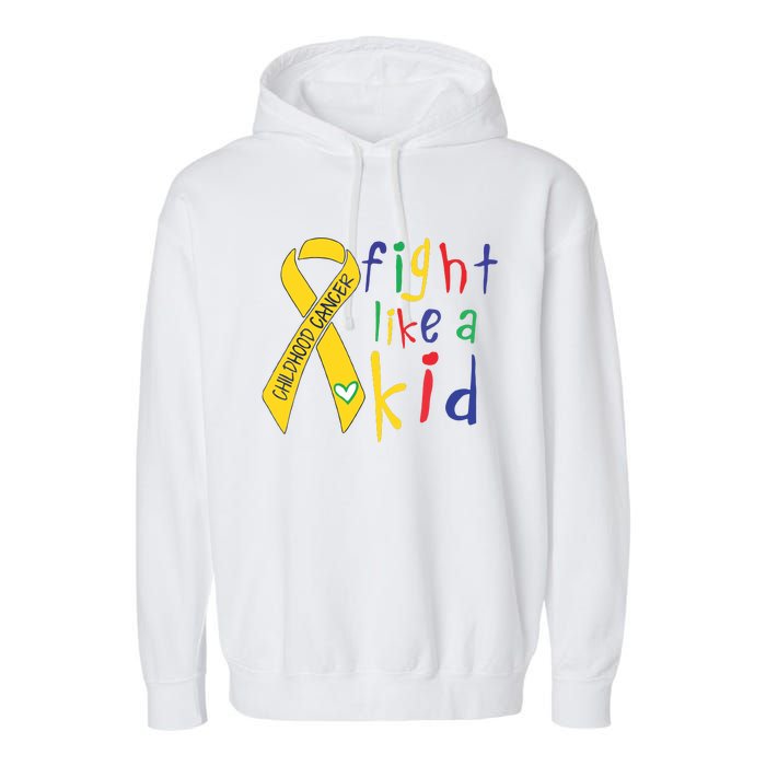 Fight Like Gold Ribbon Childhood Cancer Awareness Garment-Dyed Fleece Hoodie