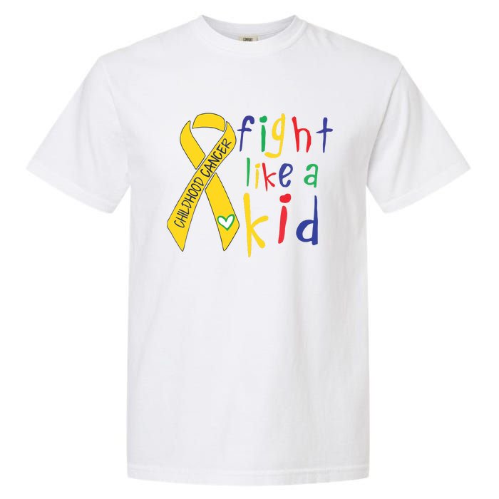 Fight Like Gold Ribbon Childhood Cancer Awareness Garment-Dyed Heavyweight T-Shirt