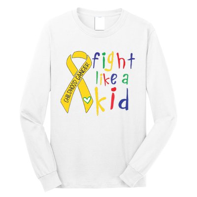 Fight Like Gold Ribbon Childhood Cancer Awareness Long Sleeve Shirt