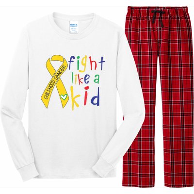 Fight Like Gold Ribbon Childhood Cancer Awareness Long Sleeve Pajama Set