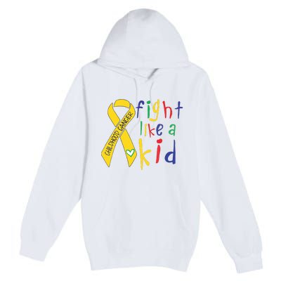 Fight Like Gold Ribbon Childhood Cancer Awareness Premium Pullover Hoodie