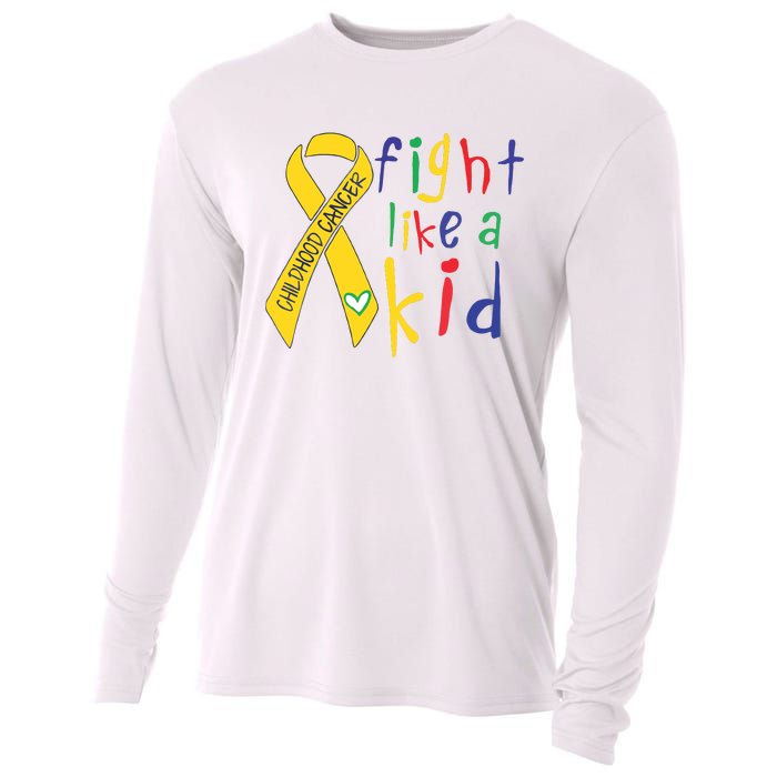 Fight Like Gold Ribbon Childhood Cancer Awareness Cooling Performance Long Sleeve Crew