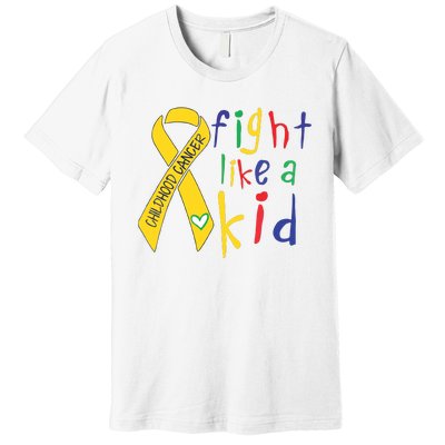 Fight Like Gold Ribbon Childhood Cancer Awareness Premium T-Shirt