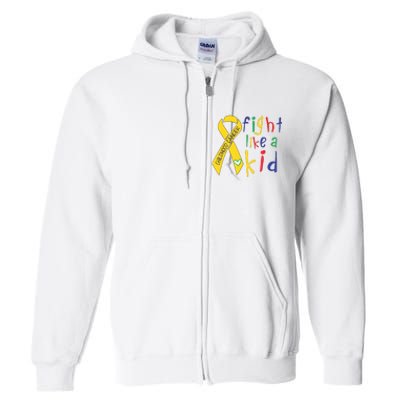 Fight Like Gold Ribbon Childhood Cancer Awareness Full Zip Hoodie