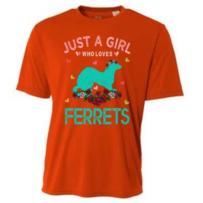 Ferret Lover Gift Just A Girl Who Loves Ferrets Cute Gift Cooling Performance Crew T-Shirt