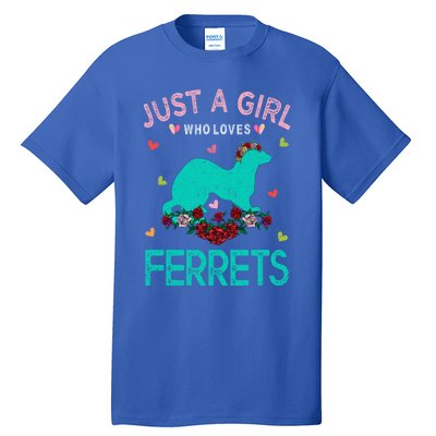 Ferret Lover Gift Just A Girl Who Loves Ferrets Cute Gift Tall T-Shirt