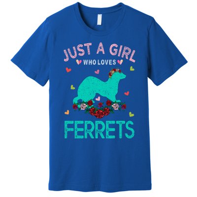 Ferret Lover Gift Just A Girl Who Loves Ferrets Cute Gift Premium T-Shirt