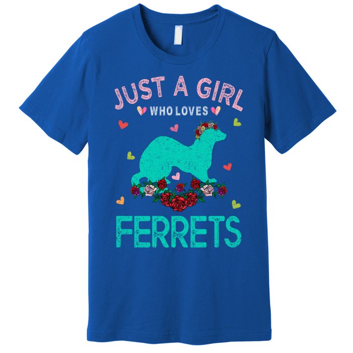 Ferret Lover Gift Just A Girl Who Loves Ferrets Cute Gift Premium T-Shirt