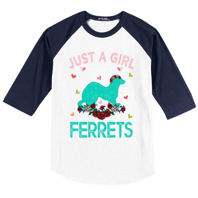 Ferret Lover Gift Just A Girl Who Loves Ferrets Cute Gift Baseball Sleeve Shirt