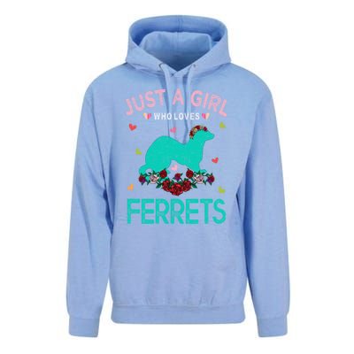 Ferret Lover Gift Just A Girl Who Loves Ferrets Cute Gift Unisex Surf Hoodie