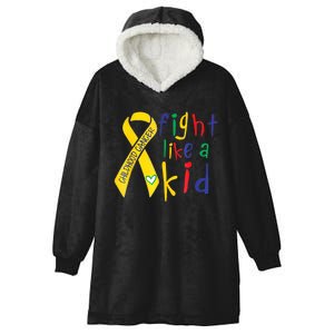 Fight Like Gold Ribbon Childhood Cancer Awareness Hooded Wearable Blanket