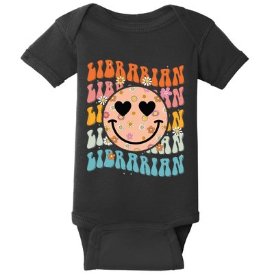 Funny Librarian Groovy Back To School Teachers Day Baby Bodysuit