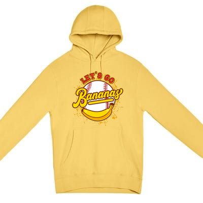 Funny Lets Go Bananas Baseball Logo Premium Pullover Hoodie