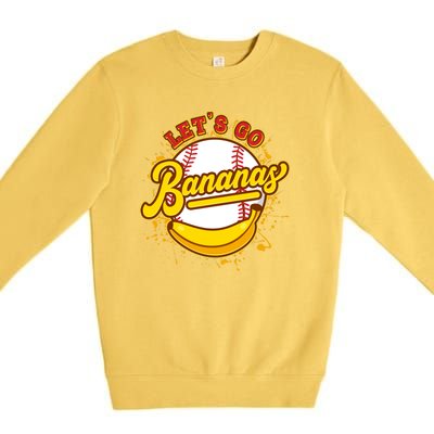 Funny Lets Go Bananas Baseball Logo Premium Crewneck Sweatshirt