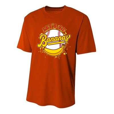 Funny Lets Go Bananas Baseball Logo Performance Sprint T-Shirt