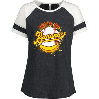 Funny Lets Go Bananas Baseball Logo Enza Ladies Jersey Colorblock Tee