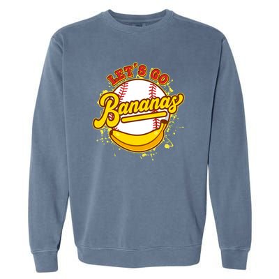 Funny Lets Go Bananas Baseball Logo Garment-Dyed Sweatshirt