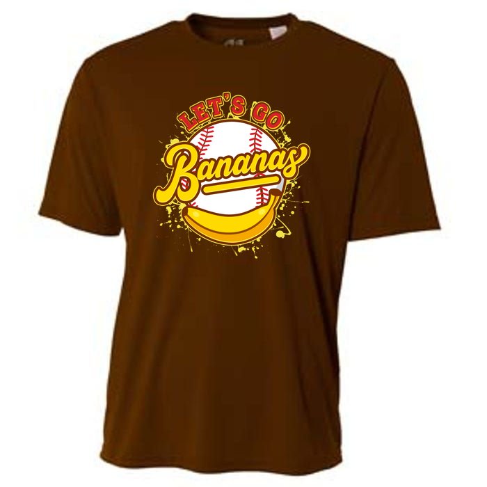 Funny Lets Go Bananas Baseball Logo Cooling Performance Crew T-Shirt