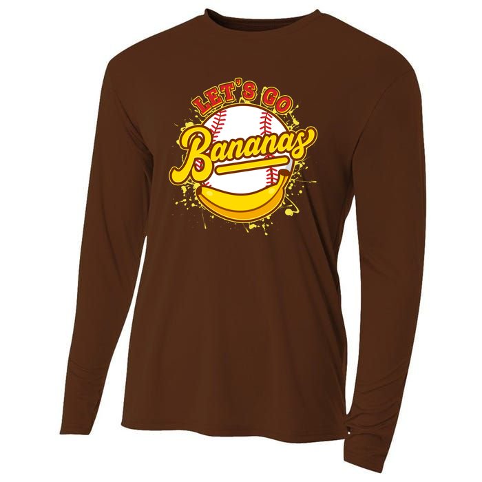 Funny Lets Go Bananas Baseball Logo Cooling Performance Long Sleeve Crew