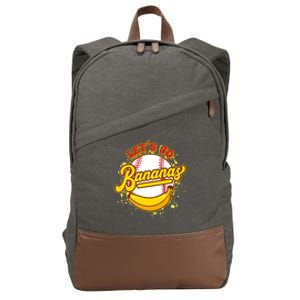 Funny Lets Go Bananas Baseball Logo Cotton Canvas Backpack