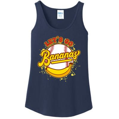 Funny Lets Go Bananas Baseball Logo Ladies Essential Tank