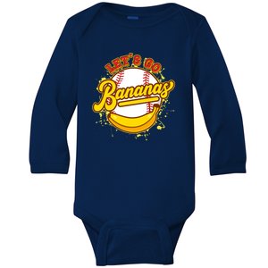 Funny Lets Go Bananas Baseball Logo Baby Long Sleeve Bodysuit