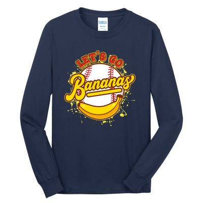 Funny Lets Go Bananas Baseball Logo Tall Long Sleeve T-Shirt