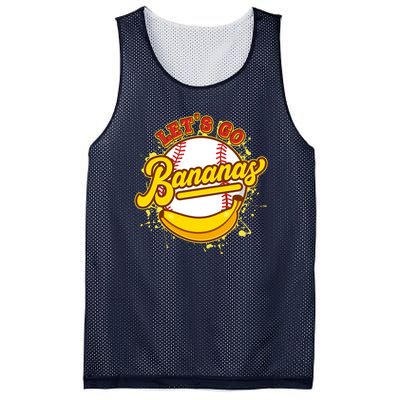 Funny Lets Go Bananas Baseball Logo Mesh Reversible Basketball Jersey Tank