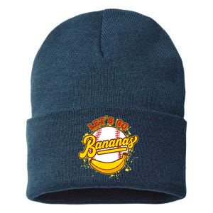 Funny Lets Go Bananas Baseball Logo Sustainable Knit Beanie