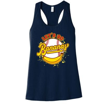 Funny Lets Go Bananas Baseball Logo Women's Racerback Tank