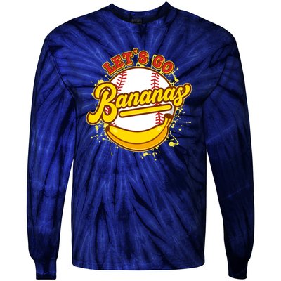 Funny Lets Go Bananas Baseball Logo Tie-Dye Long Sleeve Shirt