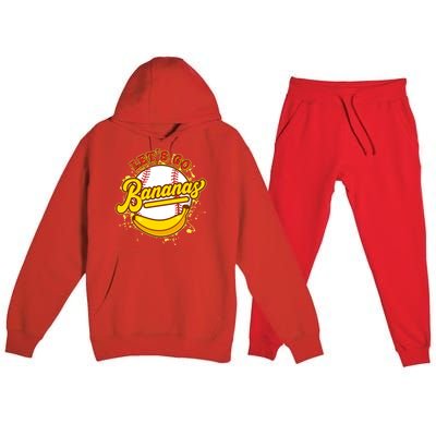 Funny Lets Go Bananas Baseball Logo Premium Hooded Sweatsuit Set