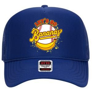 Funny Lets Go Bananas Baseball Logo High Crown Mesh Back Trucker Hat