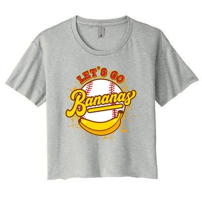 Funny Lets Go Bananas Baseball Logo Women's Crop Top Tee