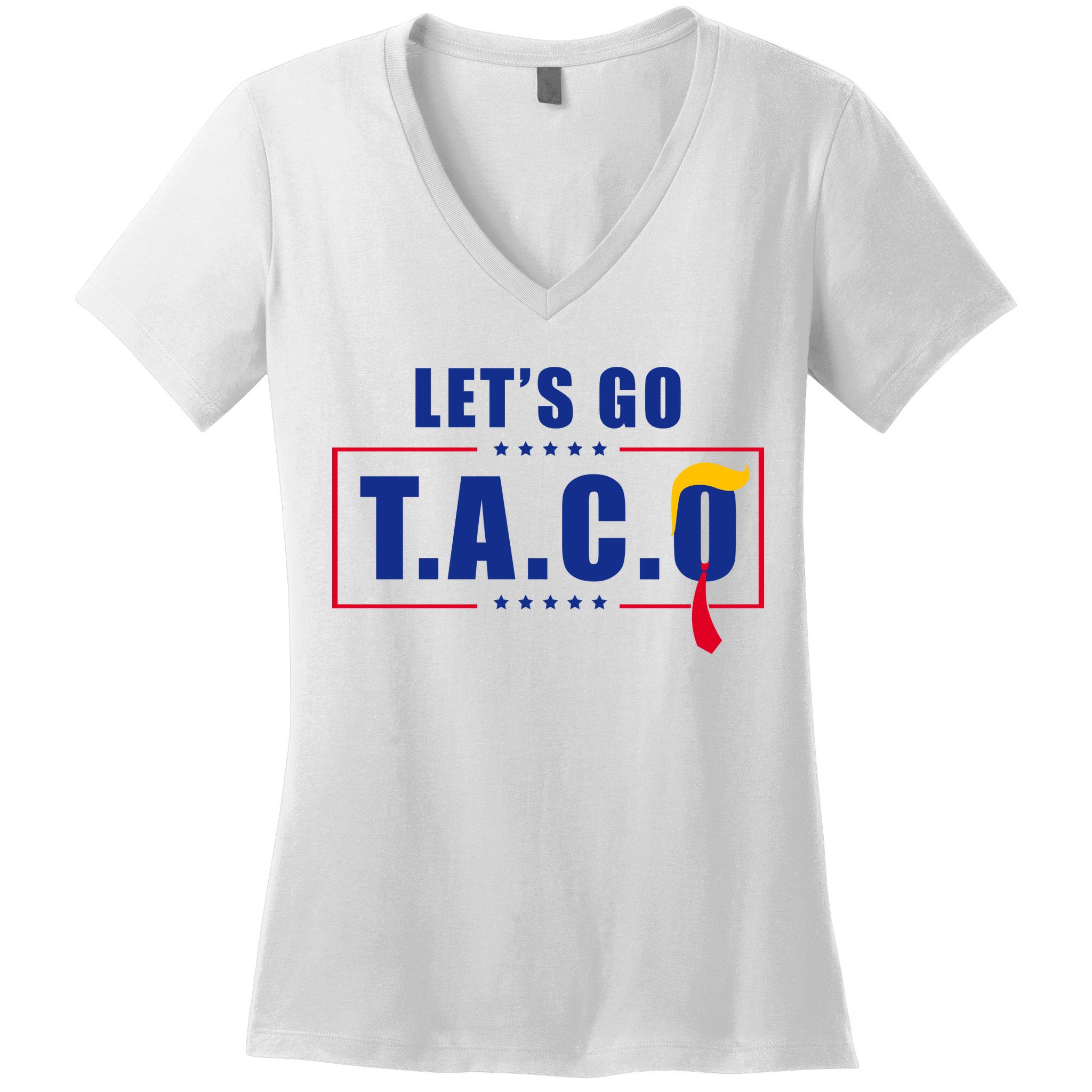 Funny Let's Go Taco Trump Women's V-Neck T-Shirt