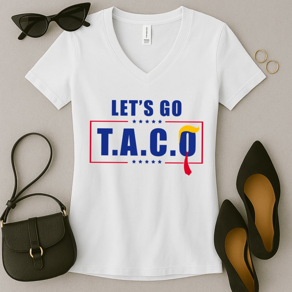 Funny Let's Go Taco Trump Women's V-Neck T-Shirt