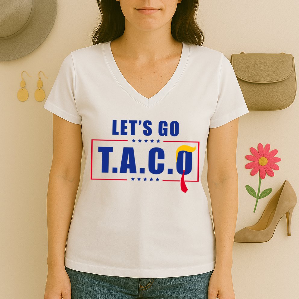 Funny Let's Go Taco Trump Women's V-Neck T-Shirt