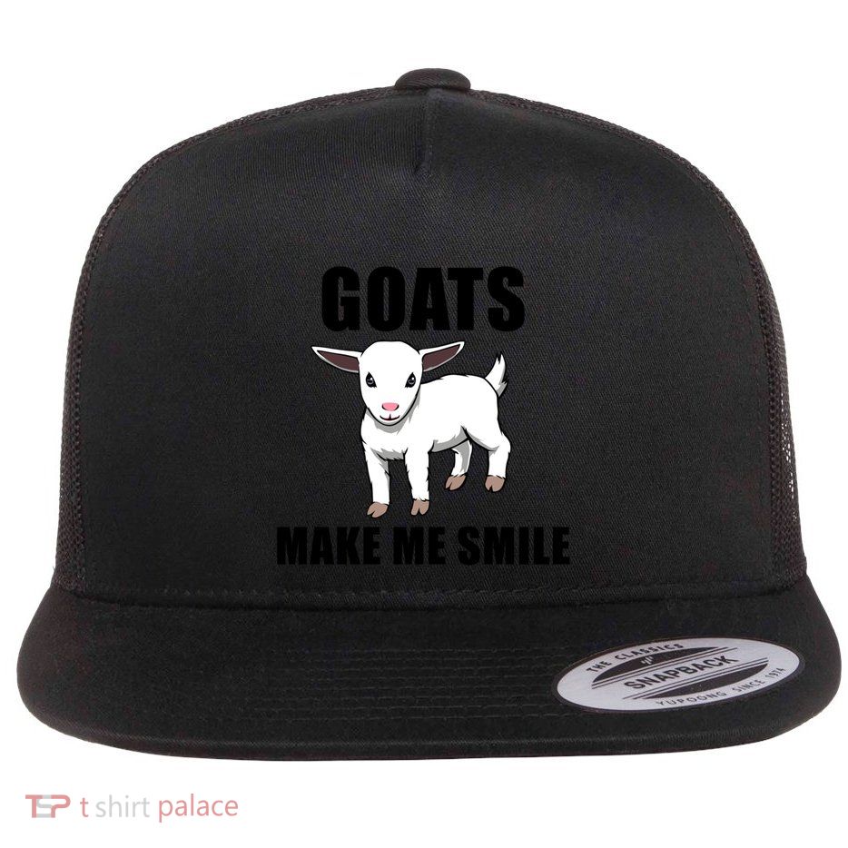 Funny Little Goat Smiling Cute Goat Cute Gift Flat Bill Trucker Hat