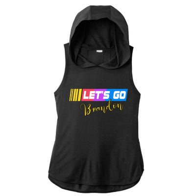 FJB Let's Go Brandon Anti Biden Chant Racing Logo Ladies PosiCharge Tri-Blend Wicking Draft Hoodie Tank