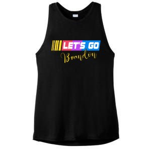 FJB Let's Go Brandon Anti Biden Chant Racing Logo Ladies PosiCharge Tri-Blend Wicking Tank