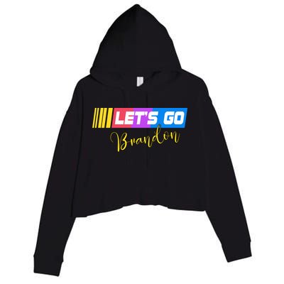 FJB Let's Go Brandon Anti Biden Chant Racing Logo Crop Fleece Hoodie