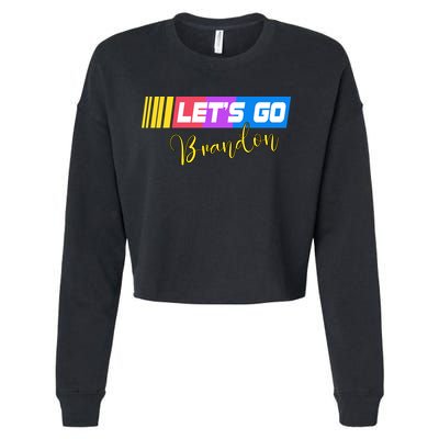 FJB Let's Go Brandon Anti Biden Chant Racing Logo Cropped Pullover Crew