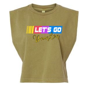 FJB Let's Go Brandon Anti Biden Chant Racing Logo Garment-Dyed Women's Muscle Tee