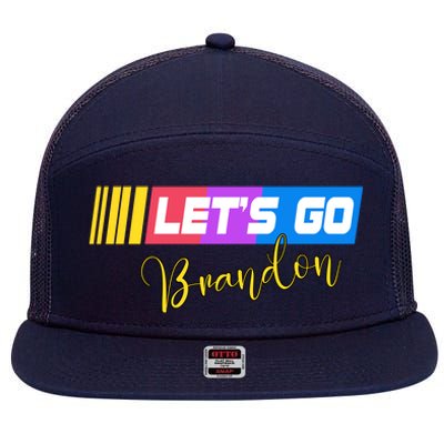 FJB Let's Go Brandon Anti Biden Chant Racing Logo 7 Panel Mesh Trucker Snapback Hat