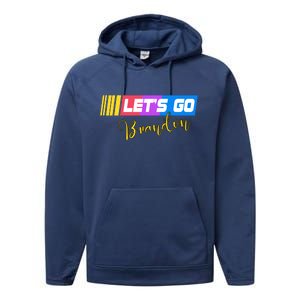 FJB Let's Go Brandon Anti Biden Chant Racing Logo Performance Fleece Hoodie