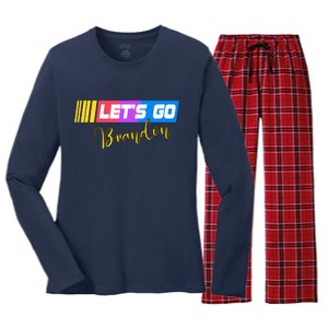 FJB Let's Go Brandon Anti Biden Chant Racing Logo Women's Long Sleeve Flannel Pajama Set 