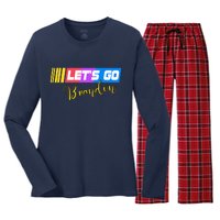 FJB Let's Go Brandon Anti Biden Chant Racing Logo Women's Long Sleeve Flannel Pajama Set 