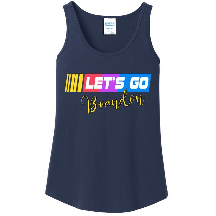 FJB Let's Go Brandon Anti Biden Chant Racing Logo Ladies Essential Tank